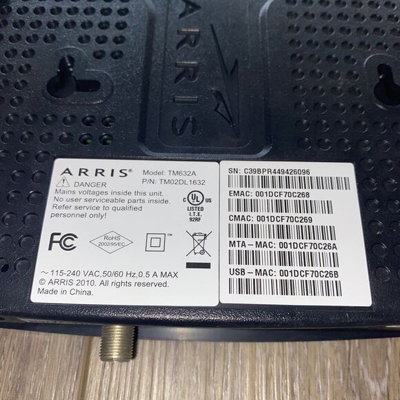 Arris TM632A Cable Touchstone Telephony Modem With Cables - Picture 5 of 8